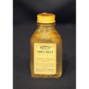 EMPTY Vintage Rexall Soda‎ Mint Tablets Bottle 553190 (8b6)